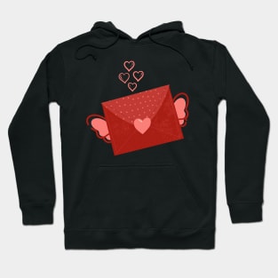 Cute Flying Love Letter with Hearts for Couples or Friends Hoodie